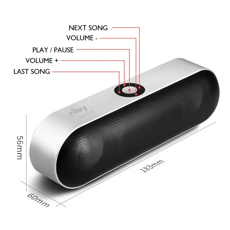 Мини Bluetooth Колонка NBY 18 Портативная Беспроводная колонка звуковая система 3D
