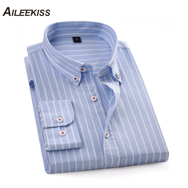 

AILEEKISS 100%Cotton Men Shirts Casual Button Man Down Shirts Brand Clothing Slim Fit Long Sleeve Camisa Masculina Shirt XT829