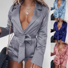 Осенний женский комбинезон с повязкой, комбинезон с длинным рукавом, комбинезон, Клубная одежда, шорты, прилегающие брюки, наряд, новая мода, большие размеры, M3