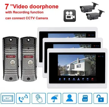 

XinSiL 7"Luxury Video Door Phone Intercom System Doorbell Touch-Key Monitor w/t SD Card Slot,Support 2-Way CCTV Camera/Alarm 2V3