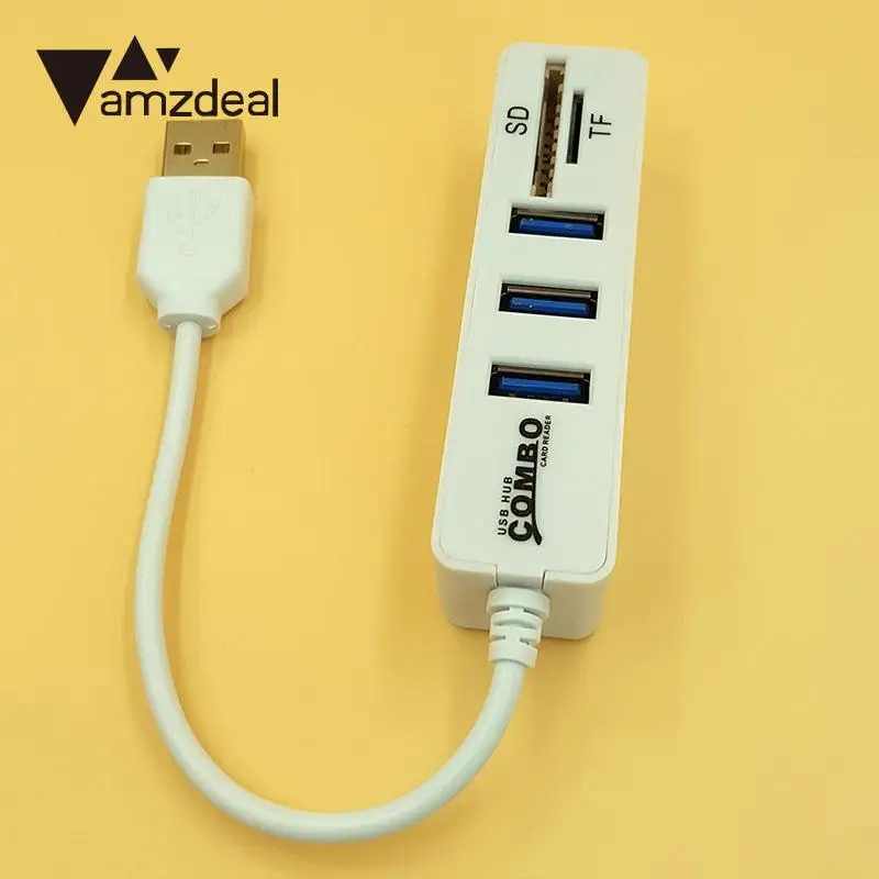 Amzdeal 2 в 1 Супер Скоростной внешний 3 USB с 2,0 концентратором TF SD кард-ридер Usb разветвитель для Macbook Air LaptopPC компьютерные usb-концентраторы