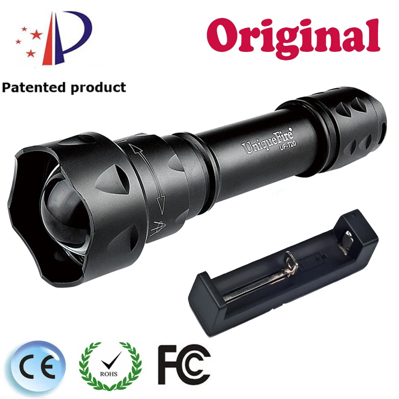 

UniqueFire UF-T20 IR850nm Flashlight Aluminum Alloy Zoomable Tactical Flashlight+Charger f. Night Vision