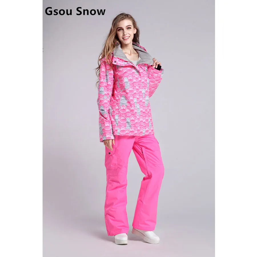 Gsou snow Waterproof Sportwear Female Ski Suit Women Winter Ski wear
