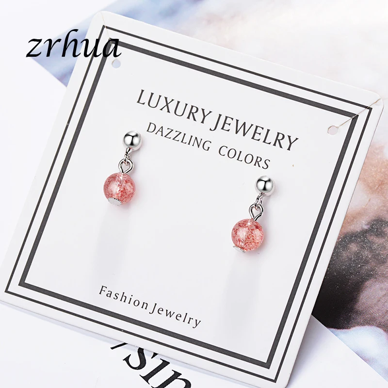 ZRHUA AAA + стразы серьги капельки с кристаллами пирсинг гвоздики для женщин