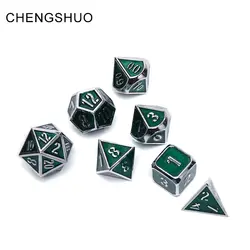 Chengshuo ролевая игра игральные кубики многогранных dnd металлические наборы Подземелья и Драконы зеленый кубики цветные цифровые цинковый