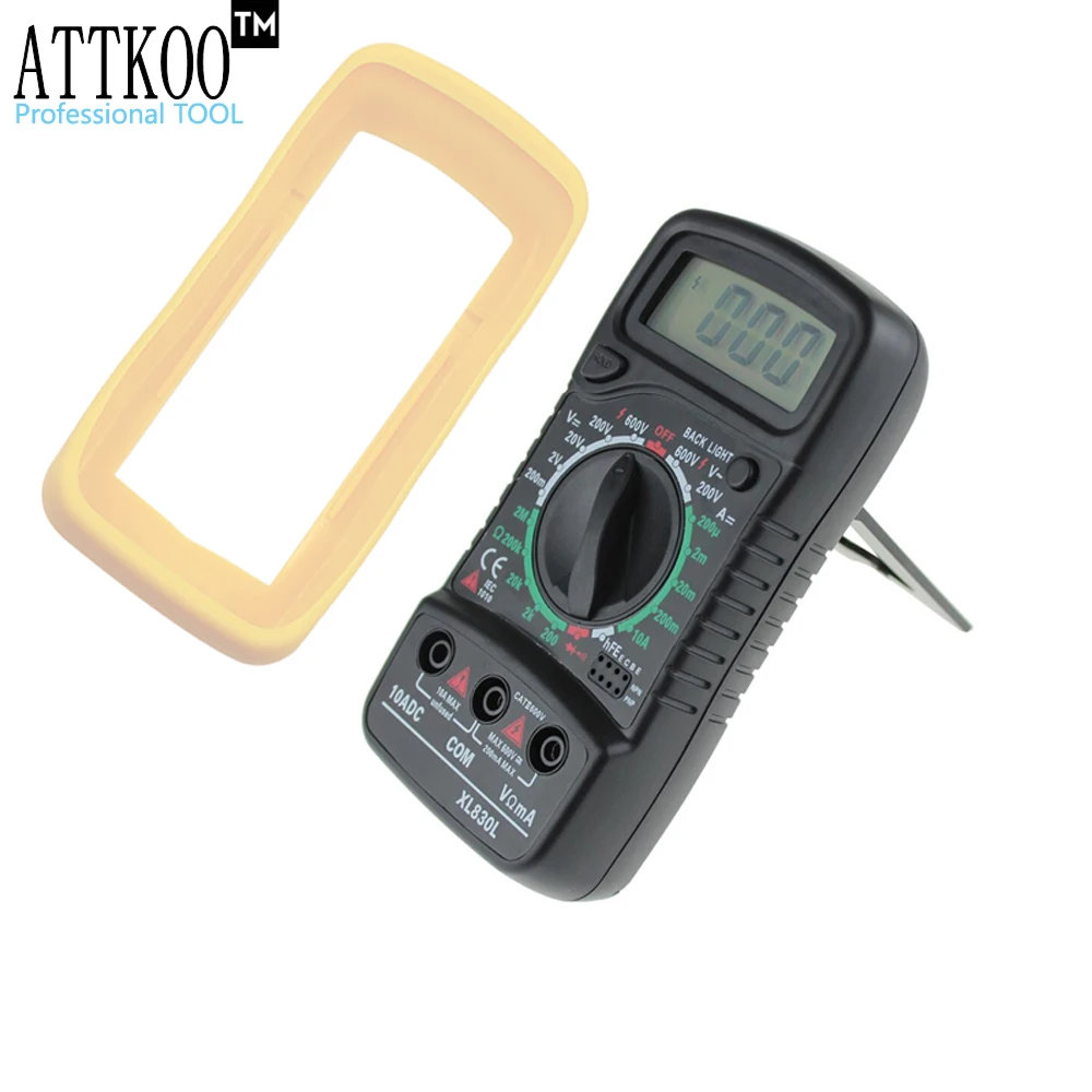 

ATTKOO XL830L Digital LCD Multimeter Voltmeter Ammeter AC/DC/OHM Volt Current Tester BLACK COLOR black yellow