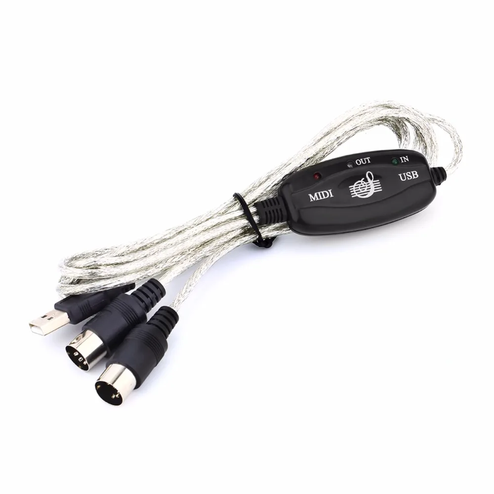 IN OUT MIDI Male to USB Male Interface Cable Converter PC to Music
