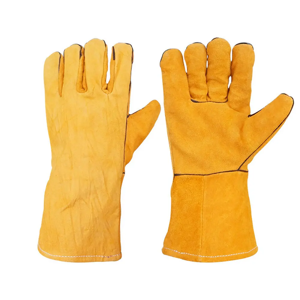 

Guantes Welding Gloves Cowhide Leather Welding Protective work Gloves Fire heat Protection Safety gloves 2018 new handschoenen