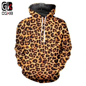 

OGKB Hoodies Men's New Hooded Animal 3D Pullover Print Leopard Hip Hop Oversized Clothes Men's Autumn Long Sleeve Hoodies