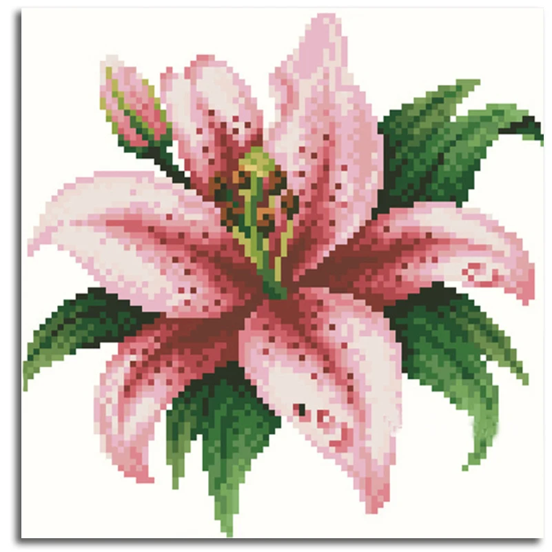 

Diamond Mosaic Flower Set For Embroidery Stitch Pink Lily Picture With Rhinestones Mosaic Kit Foamiran For Needlework Decoration