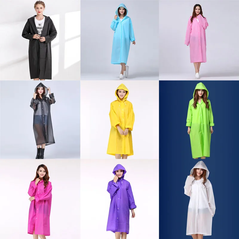 Для женщин с капюшоном полупрозрачная непромокаемый плащ EVA Водонепроницаемый пончо с длинным рукавом пальто H8