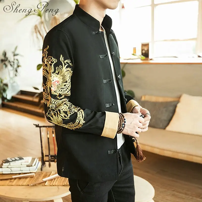 Традиционная китайская одежда для мужчин китайская куртка с драконом Шанхай Тан кунг-фу одежда в китайском стиле одежда Тан CC238