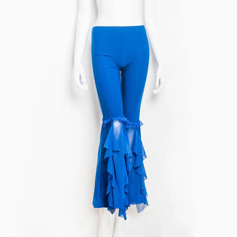 Lotus leaf long pants belly dance mesh trousers dancing wear class practice clothes costume | Тематическая одежда и