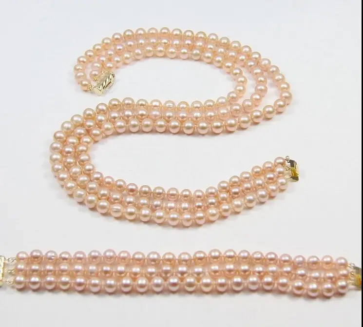

GENUINE 8-9MM SOUTH SEA PINK PEARL NECKLACE BRACELET 18"14K GOLD 7.5-8 inc
