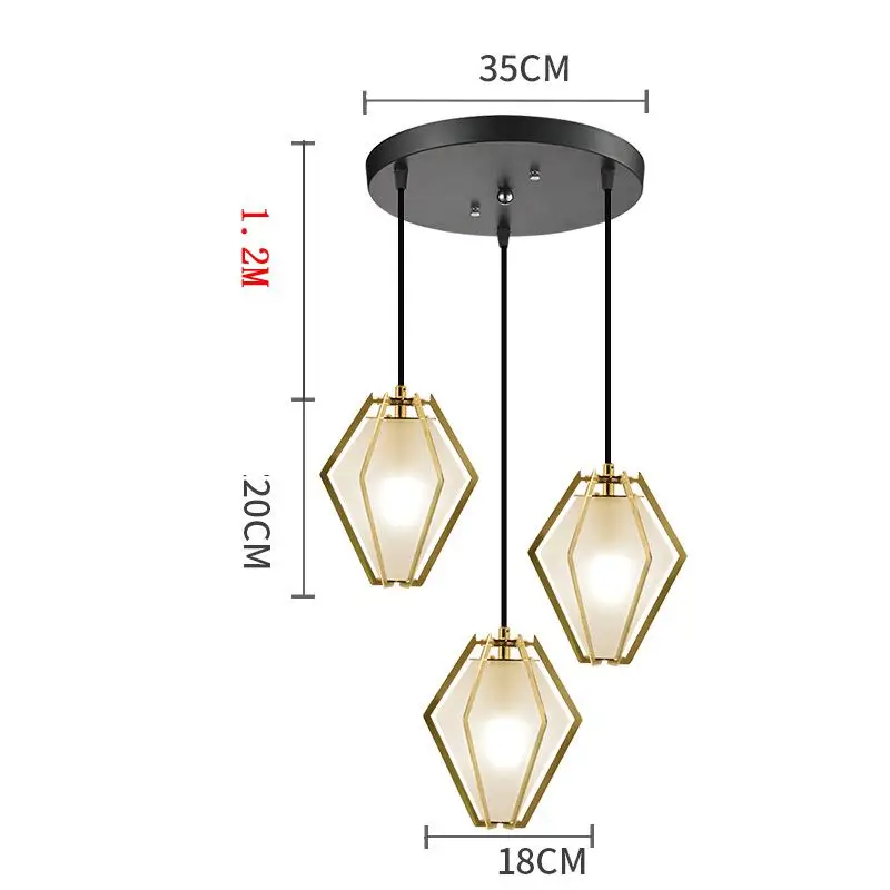 Скандинавские современные стеклянные алмазные подвесные светильники для столовой креативные винтажные барные подвесные светильники для ресторана - Цвет корпуса: F-3-ROUND