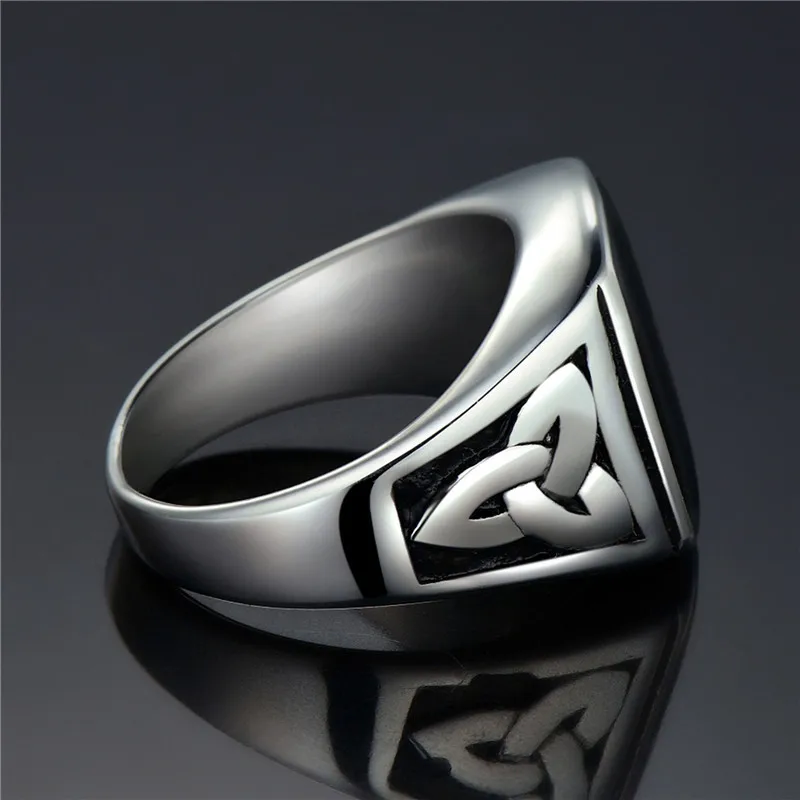 Signet Ring Punk Titanium Steel Ring for Men Valknut Signet Ring Odin Symbol Norse Viking Biker Finger Trendy Male Jewelry Gift signet ring,finger ring