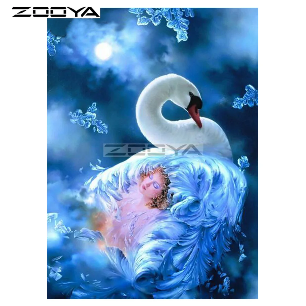ZOOYA 5D DIY алмазная живопись Лебедь красота Луна листья персонажи вышивка крестиком