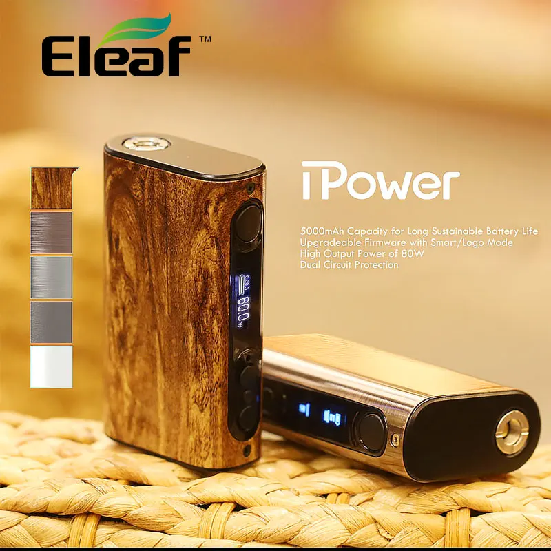 Eleaf iPower 80 Вт мод с 5000 мАч встроенный аккумулятор контроль температуры коробка мод новая прошивка умный режим испаритель