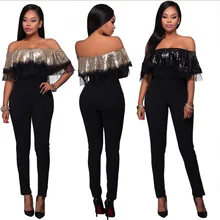 Сексуальный элегантный комбинезон с блестками облегающий костюм с вырезом на спине комбинезон женский комбинезон брюки женский комбинезон