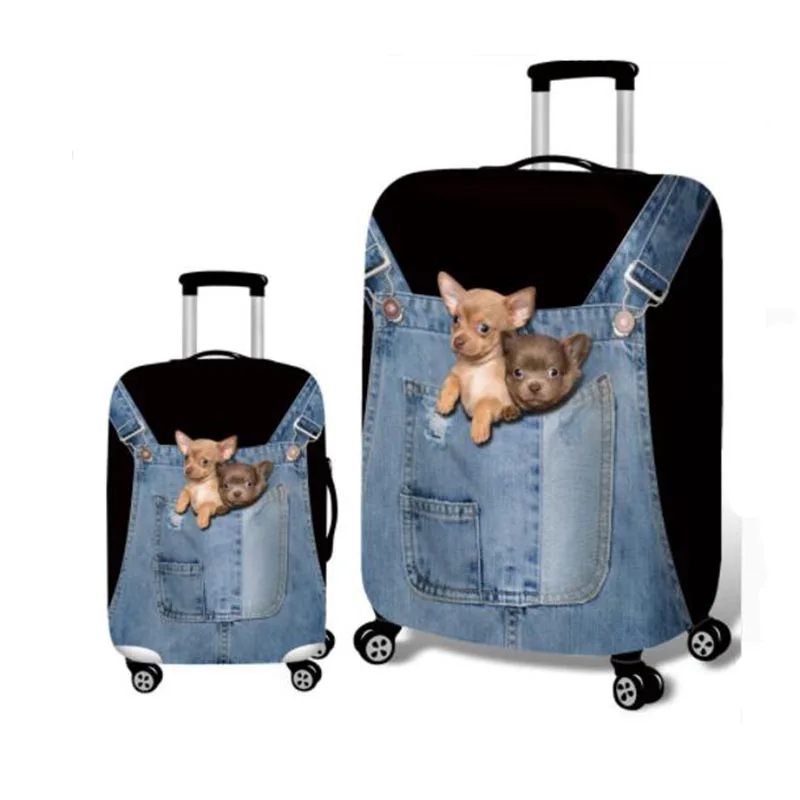 Cute animal 3D pattern suitcase protection cover 18-32 inch stretch denim printing luggage dust cover