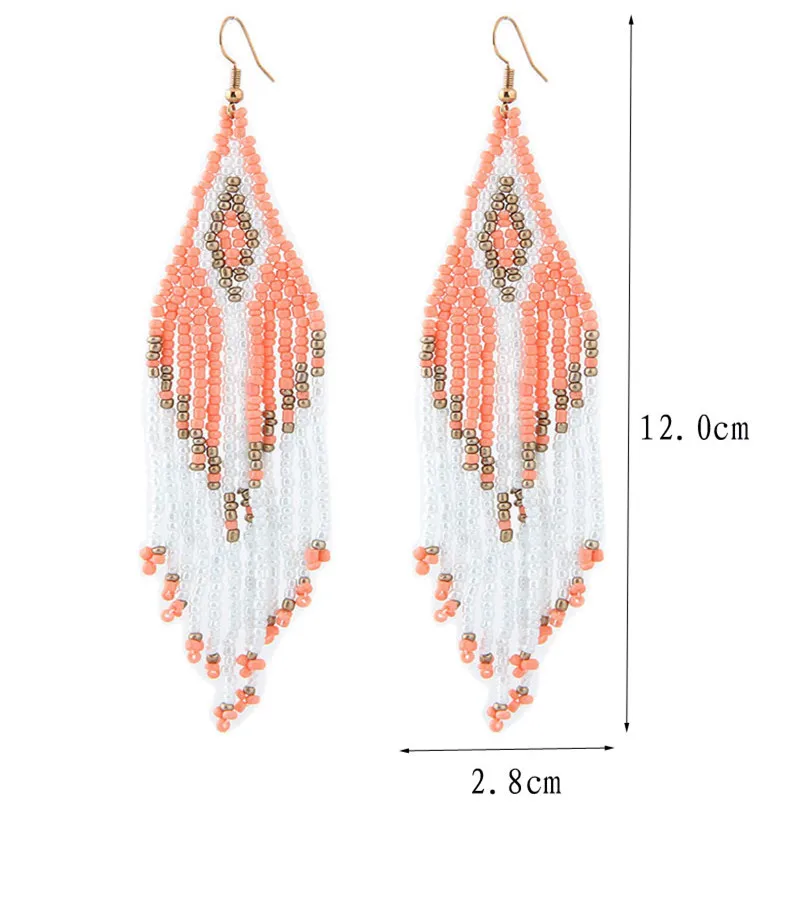 Kymyad Bohemian Beads Long Drop Earrings Ethnic Style Fashion Jewelry dangle earrings drop earrings long earrings