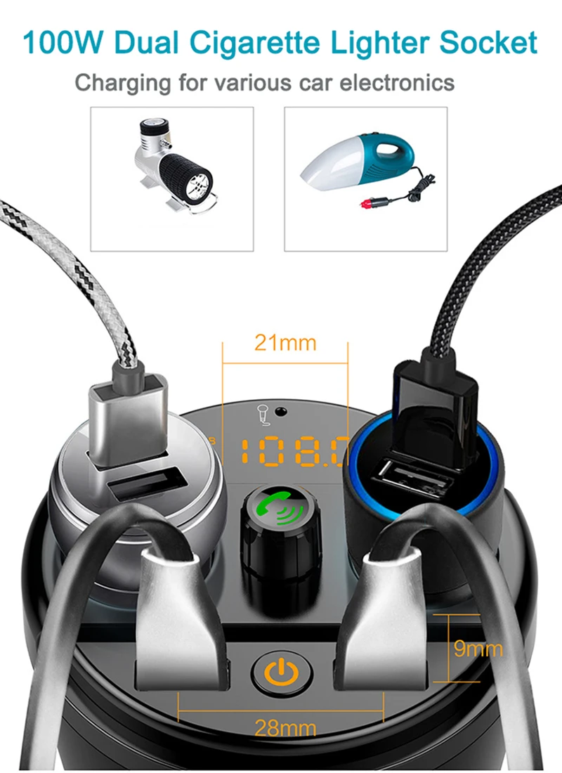E2106 401E Bluetooth Cup Charger MP3 Player (4)