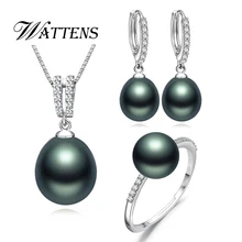WATTENS, ювелирный набор из жемчуга, 925 серебро, Пресноводный Жемчуг, подвеска, ожерелье с висячими серьгами и кольцом, весь набор, модное ювелирное изделие