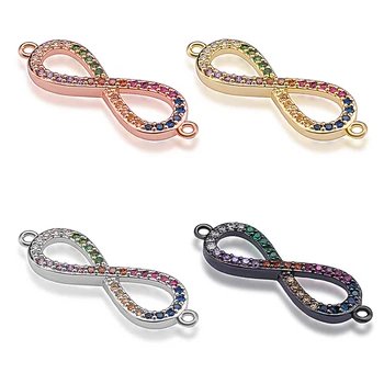 

8 shape exquisite micro pave cz copper colorful bracelet pendant jewelry connector accessories diy jewelry bracelet making