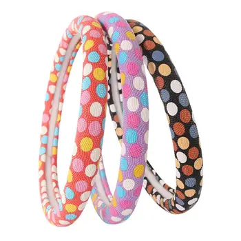 

38CM Womens Steering Wheel Cover Pearl Dot Pattern Sweatproof Non-slip Double Wear Resistant Car Handle Cover