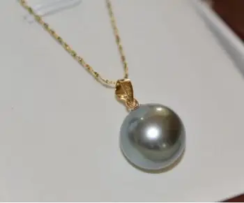

free shipping >>>>noble jewelry HUGE REAL 11-12MM NATURAL SILVER GRAY PEARL 14K PENDANT without chain