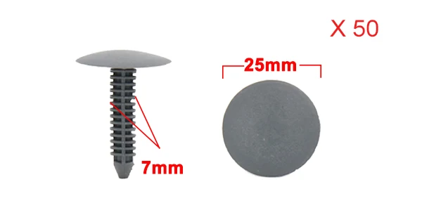 X AUTOHAUX 50 шт. подходит отверстие 7 мм | 6 мм Автомобильная пластиковая отделка дверной панели фиксатор зажимы заклепки серая головка 13 мм 15 мм 23 мм 24,5 мм