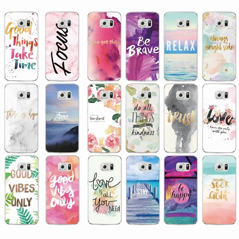 

Positive Good Vibe Only Love Happy Trust Quote Soft TPU Phone Case Coque Fundas For Samsung Galaxy J5 A5 S7 Edge S8 S8P A8 2017