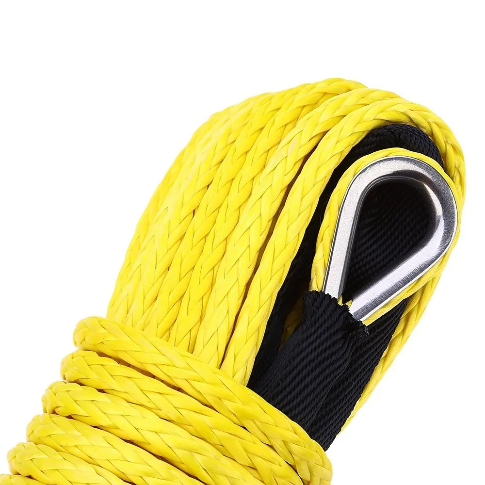 الأصفر 5 ملليمتر * 15 متر حبل الاصطناعية ، atv الونش الخط ، 4x4 الطرق الوعرة repalcement ونش كابل. قارب ونش كابل