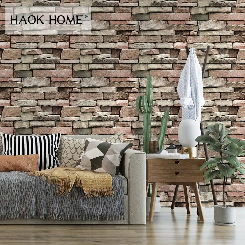 Papel Pintado Autoadhesivo De Vinilo 3d De Ladrillo Haokhome Para Paredes Papel De Contacto Con Textura De Piedra 3d Para Sala De Estar Decoracion Del Hogar De Ladrillo Wallpaper Papel Negrofondo De Pantalla De