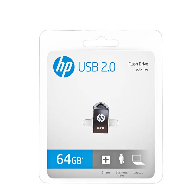 Оригинальный HP 16 ГБ 32 металлический Pendrive V221W Mini Cle USB диск на ключ студенческий