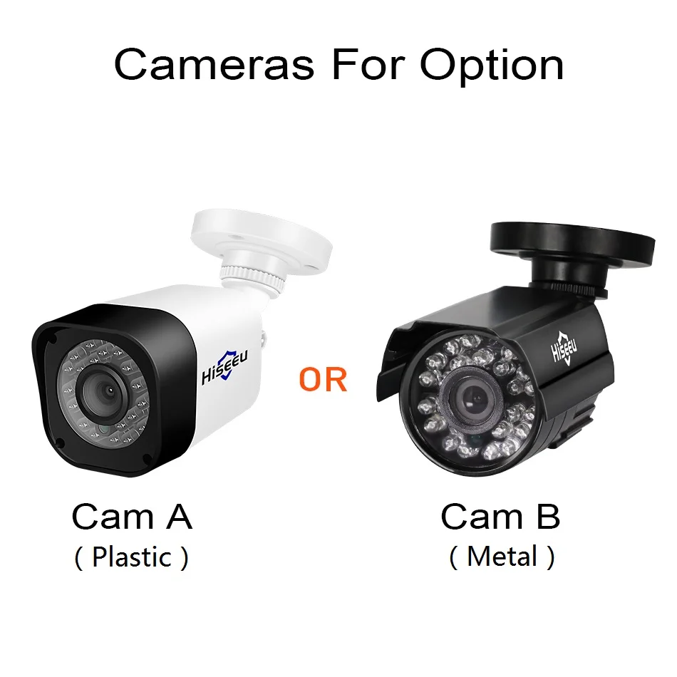  Hiseeu HD 4CH 1080N 5in1 AHD DVR Kit CCTV System 2pcs 720P/1080P AHD waterproof/bullet Camera 2MP P - 32826114777