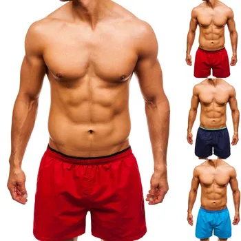 

Men Beach Swimwear Solid Swimming Pants For Men Polyester Fiber Casual Splice Stripe Beach Work Casual Men Short Trouser W0328