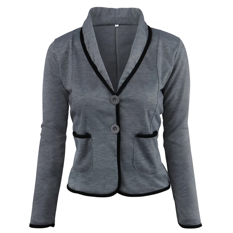 Lossky Women Autumn Office Blazer Plus Size 6XL Casual Small Suit Short Notched Long Sleeve Button Ladies Black Blazer Feminino