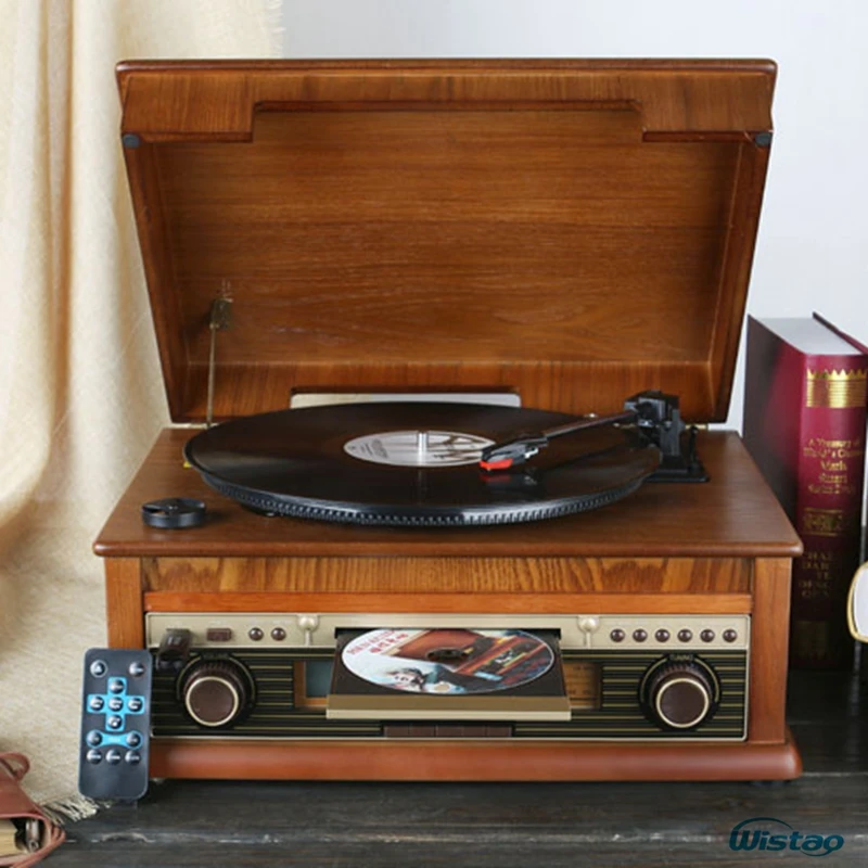 Классический винтажный граммофон с виниловой пластиной CD проигрыватель Ретро FM