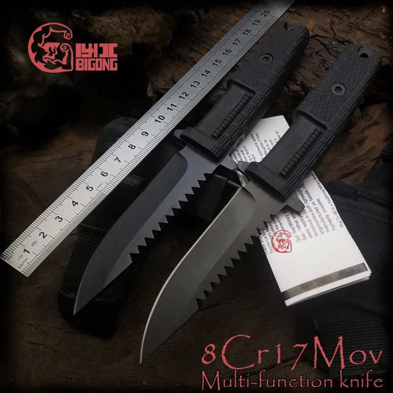 BIGONG Tactics Fixed knife Knife 8Cr17Mov steel Blade rubber handle