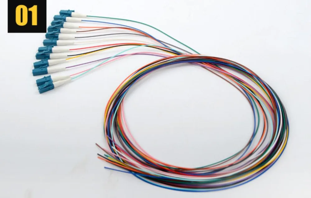 

Fiber Optic 12 core Pigtail LC Single Mode Colour Pigtail 0.9mm LC UPC APC FTTH Patch Cord