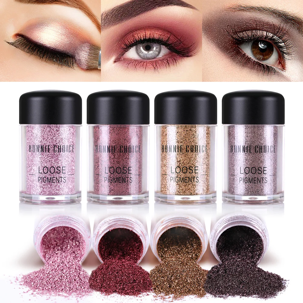 

BONNIE CHOICE Eyeshadow Pigment Eye Shadow Glitter Powder Metallic Loose Shiny Holographic Eye Toppers Single Eyeshadow Makeup