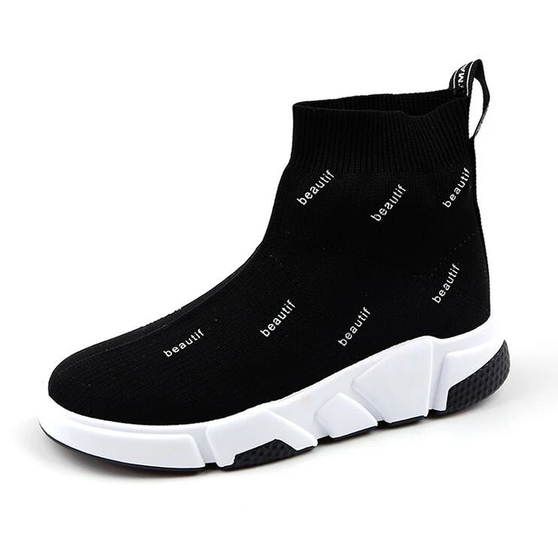 New Ankle Trainers Women Flat Shoes Woman Sock Boots tenis feminino Sneakers Sock Breathable Air Mesh Female Sneakers 36-40 W5