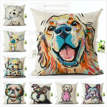 

[byetee] Cartoon Dog Pillow Case Cover Car Sofa Cushion Covers Cushions Home Decor Almofada Decorativa Pillows Coussin De Salon