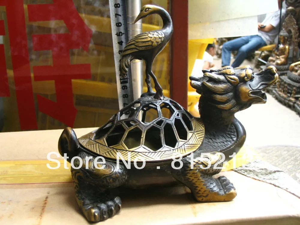 wang 00064 Collectibles Smoked censer good luck totem Turtle Crane Long