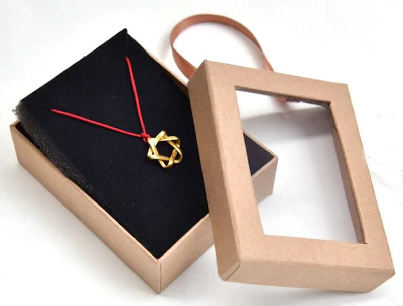 

Open Window Handle Jewelry Boxes Free Shipping wholesale 40pcs/lot 9x7x3cm Necklace Packaging Boxes Pendant Display Cases
