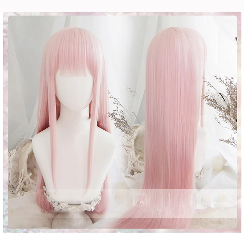 ORIGINAL Anime DARLING in the FRANXX 02 Cosplay Wigs Zero Two Wigs 100cm Long Pink Synthetic Hair Perucas Co