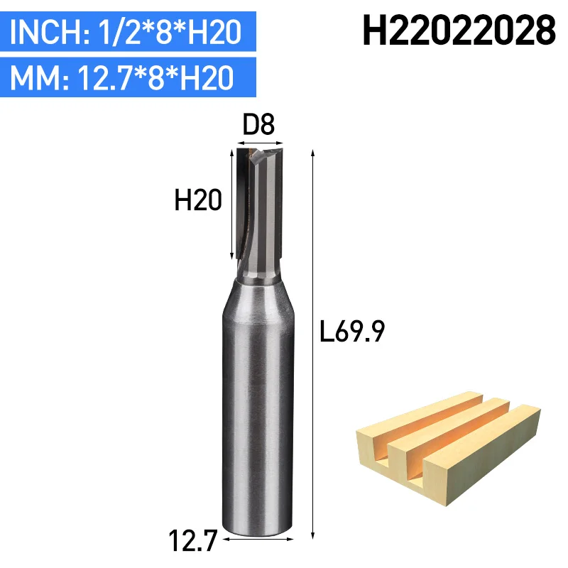 HUHAO 1 шт. 1/" хвостовик CVD покрытие прямые фрезы для дерева деревообрабатывающий резак шпаттер гравировальный станок PCD фрезы - Длина режущей кромки: H22022028