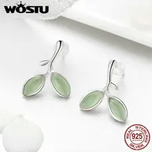 Горячая Распродажа WOSTU горячая Распродажа 925 пробы серебряные зеленые серьги-гвоздики для женщин прекрасные S925 оригинальные ювелирные изделия лучший подарок FIE465