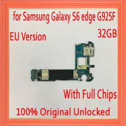 С Android Системы для samsung Galaxy S6 край G925F материнской платы, оригинальный разблокирована для Galaxy S6 G925F материнскую плату, ЕС Версия